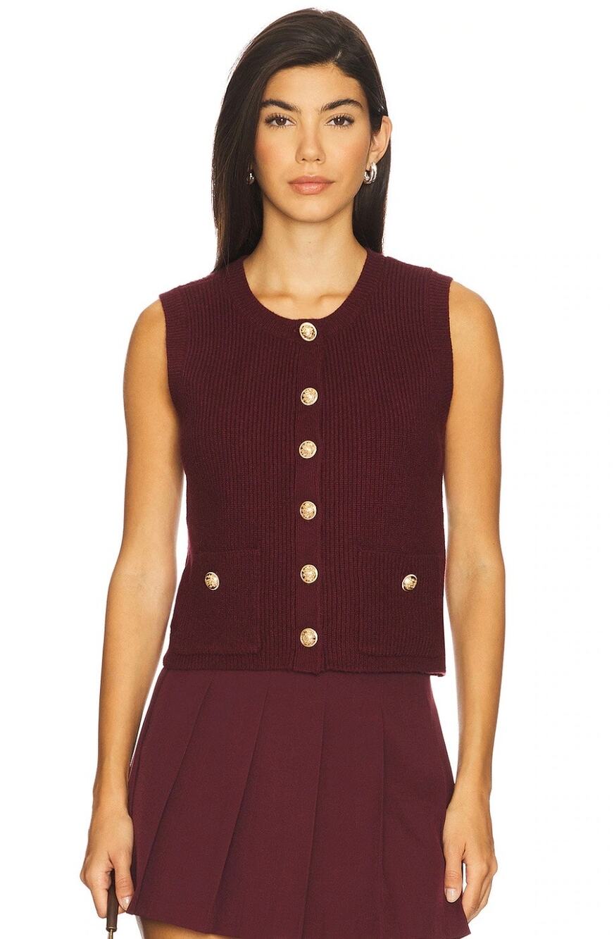 New Steve Madden Aliyah Sweater Vest Maroon Medium Wine Preppy Purple
